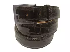 Alligator Skin Glossy Belt Chocolate Brown