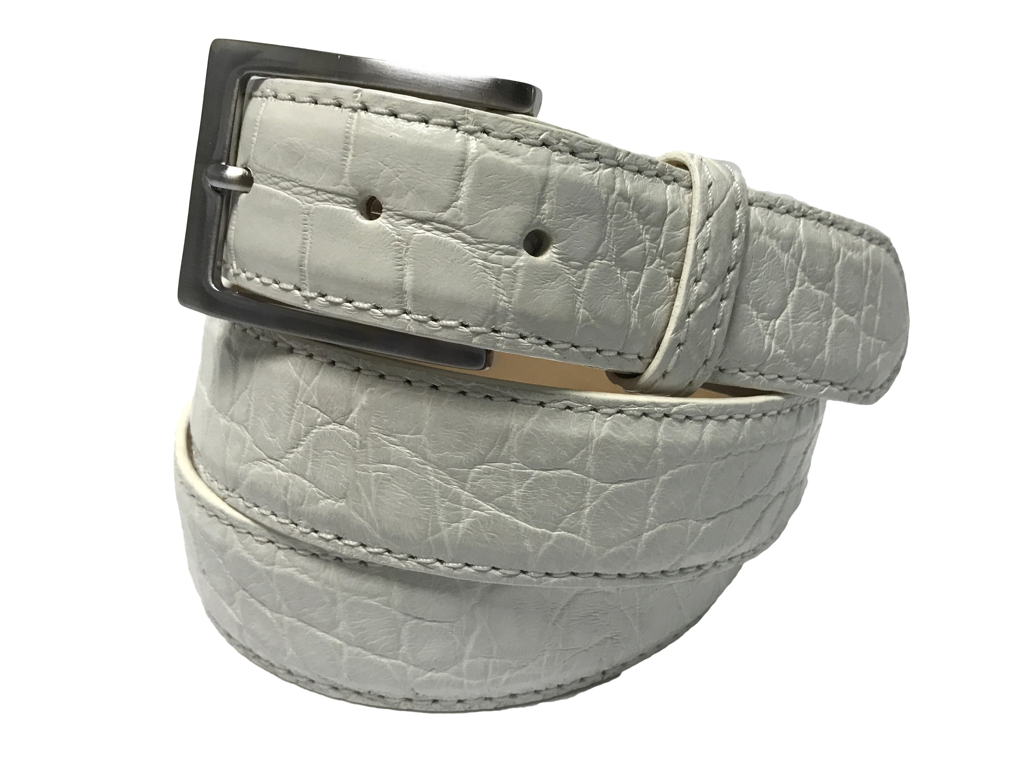 Alligator Skin Matte Belt White