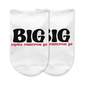 Alpha Omicron Pi No Show Socks for Bigs and Littles