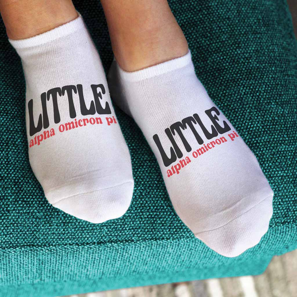 Alpha Omicron Pi No Show Socks for Bigs and Littles