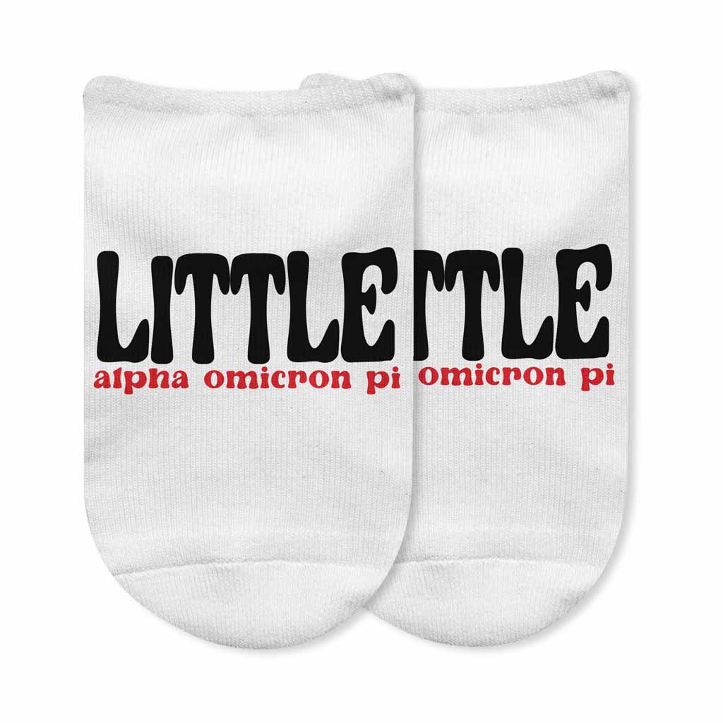 Alpha Omicron Pi No Show Socks for Bigs and Littles