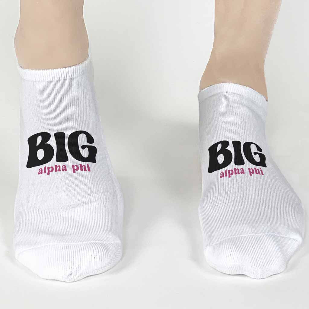 Alpha Phi No Show Socks for Bigs and Littles