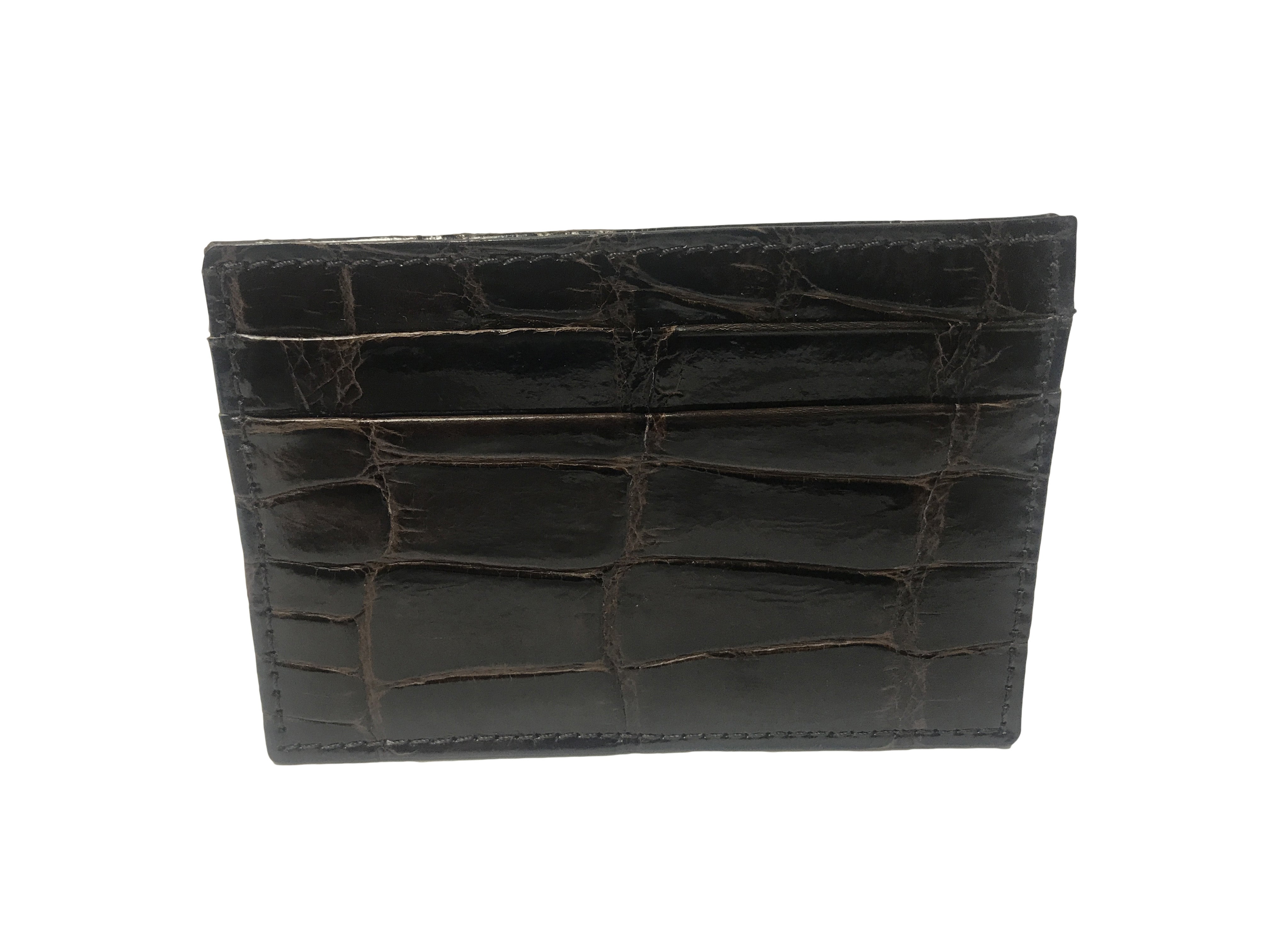 American Alligator Skin Card Case Brown