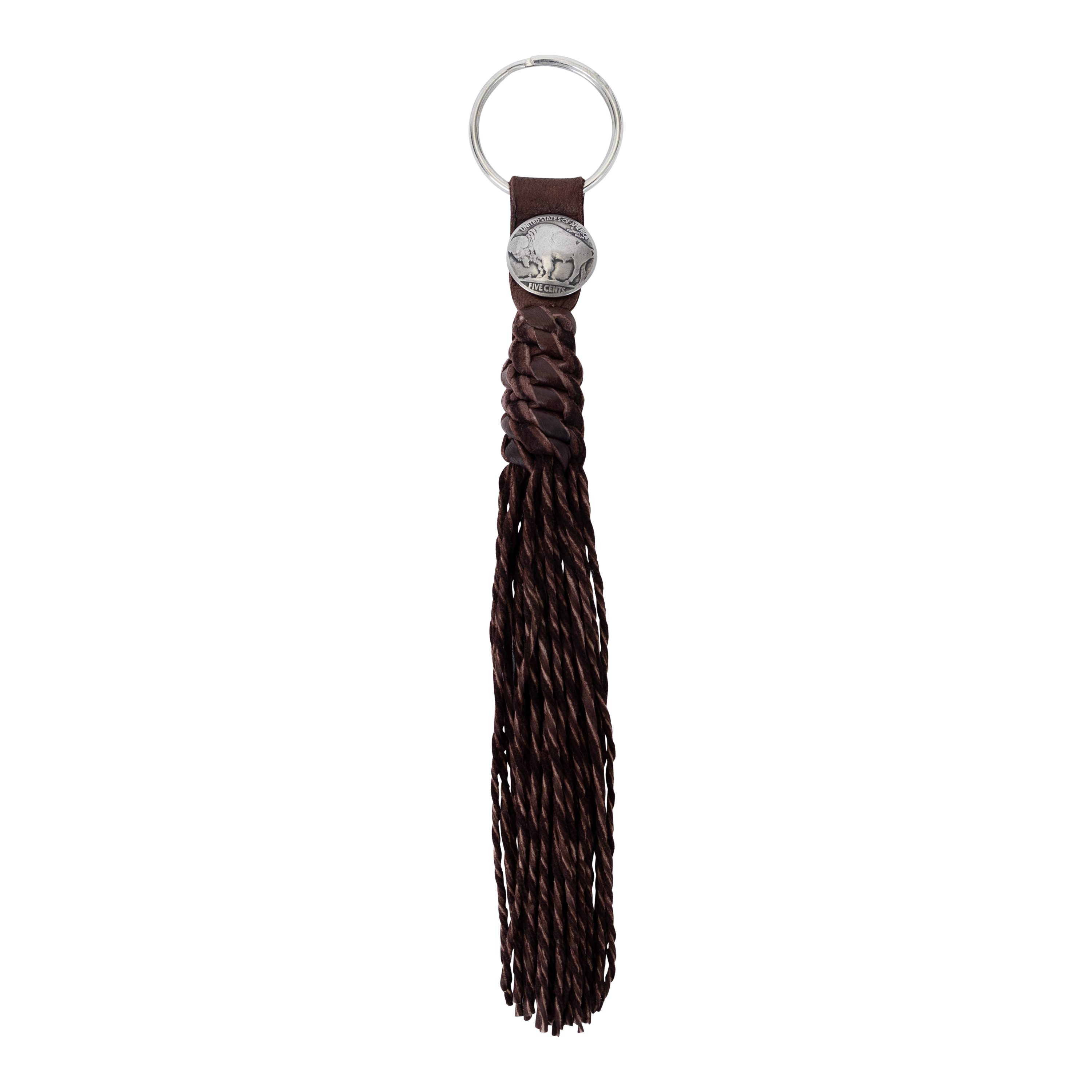 Bison Coin Braided Leather Keychain