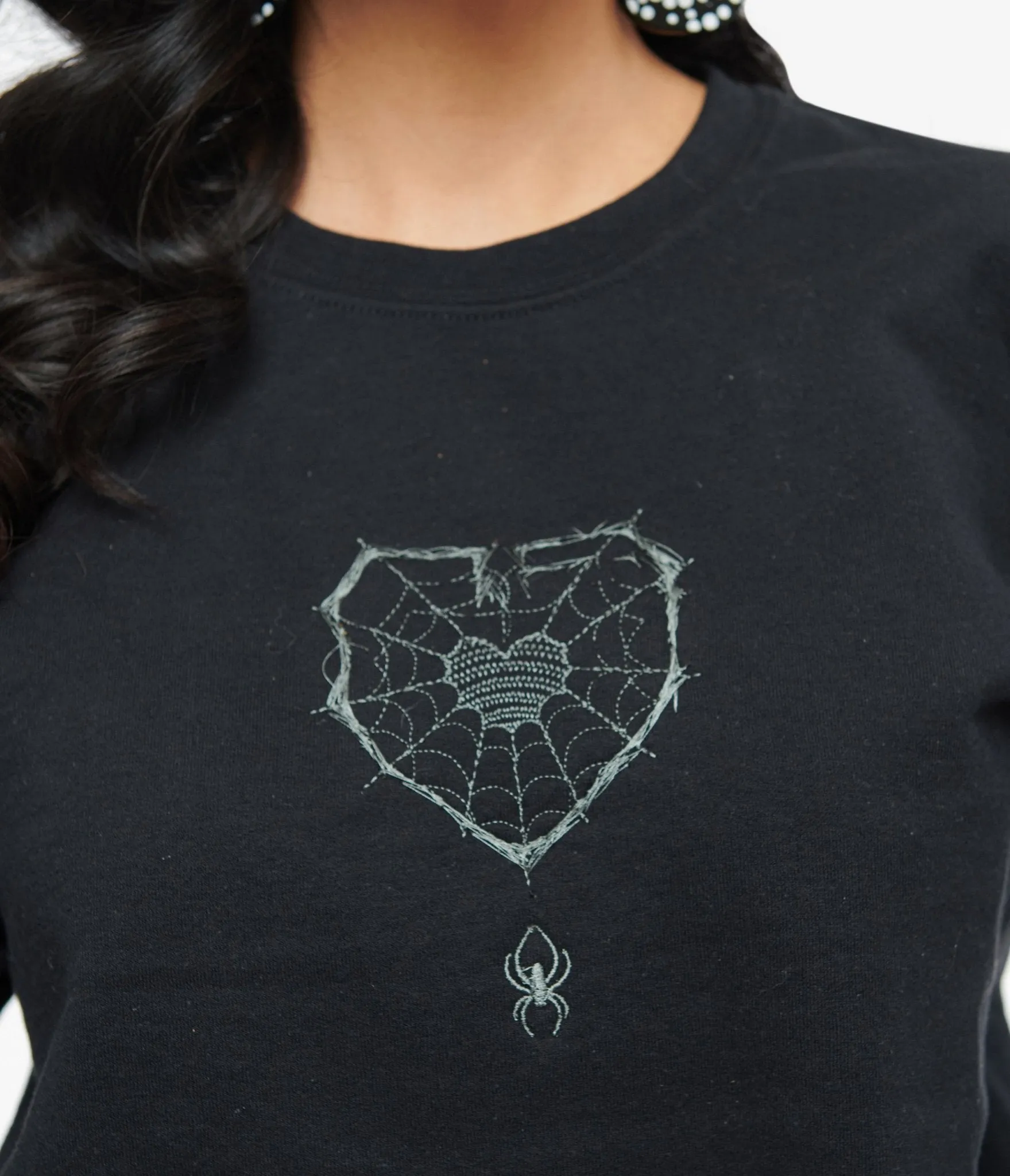 Black Spiderweb Heart Crewneck Sweatshirt