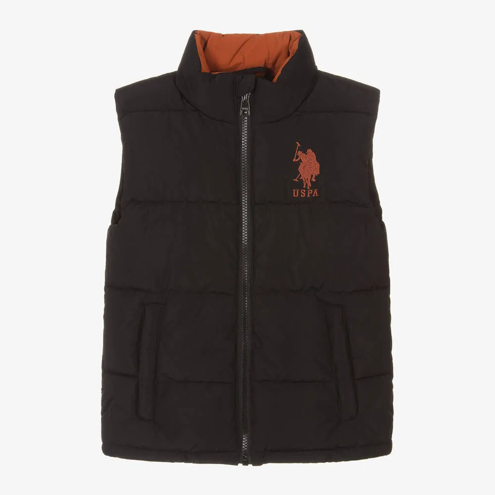 Boys Black Puffer Gilet