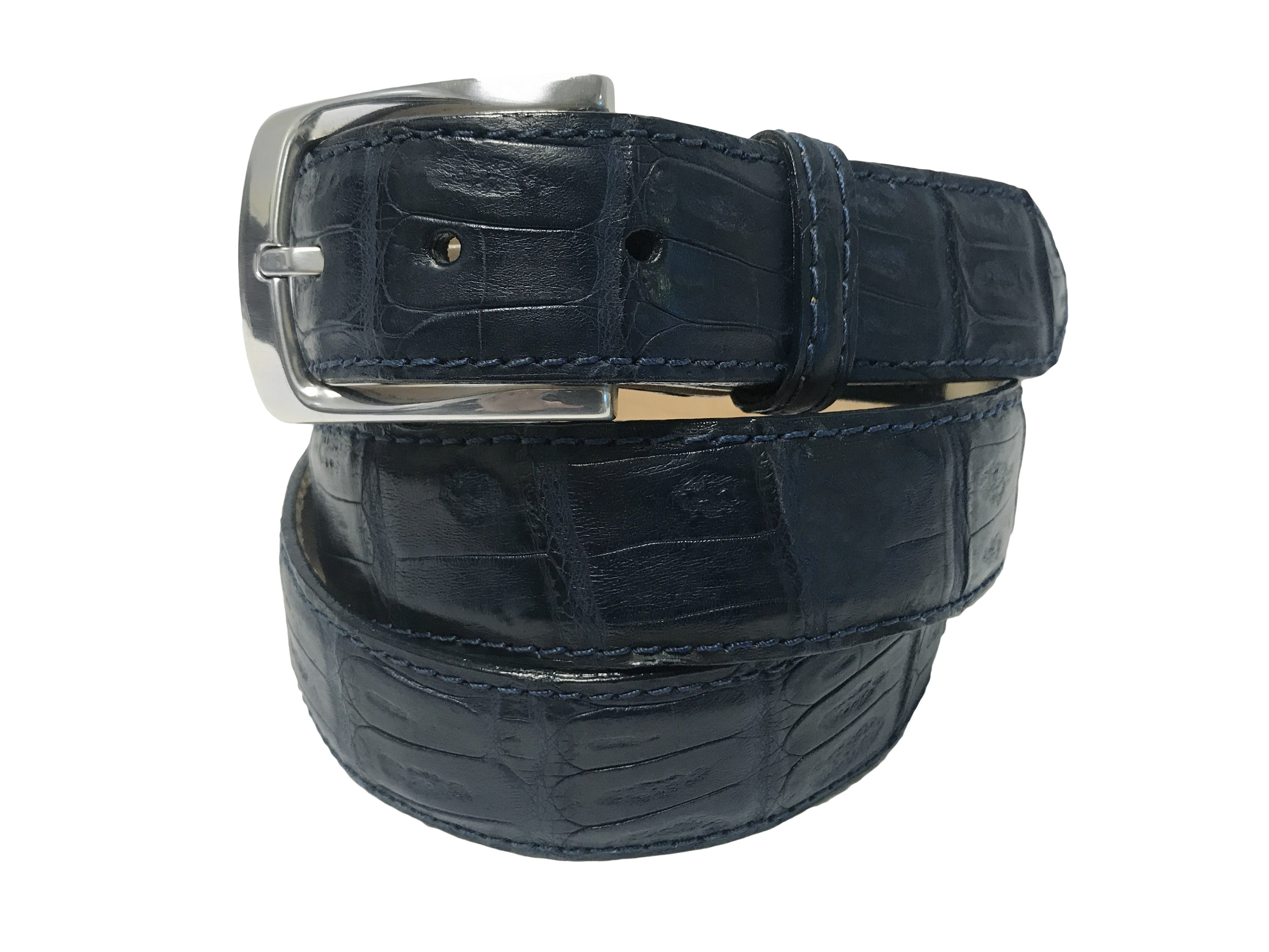 Caiman Skin Belt Navy Classic