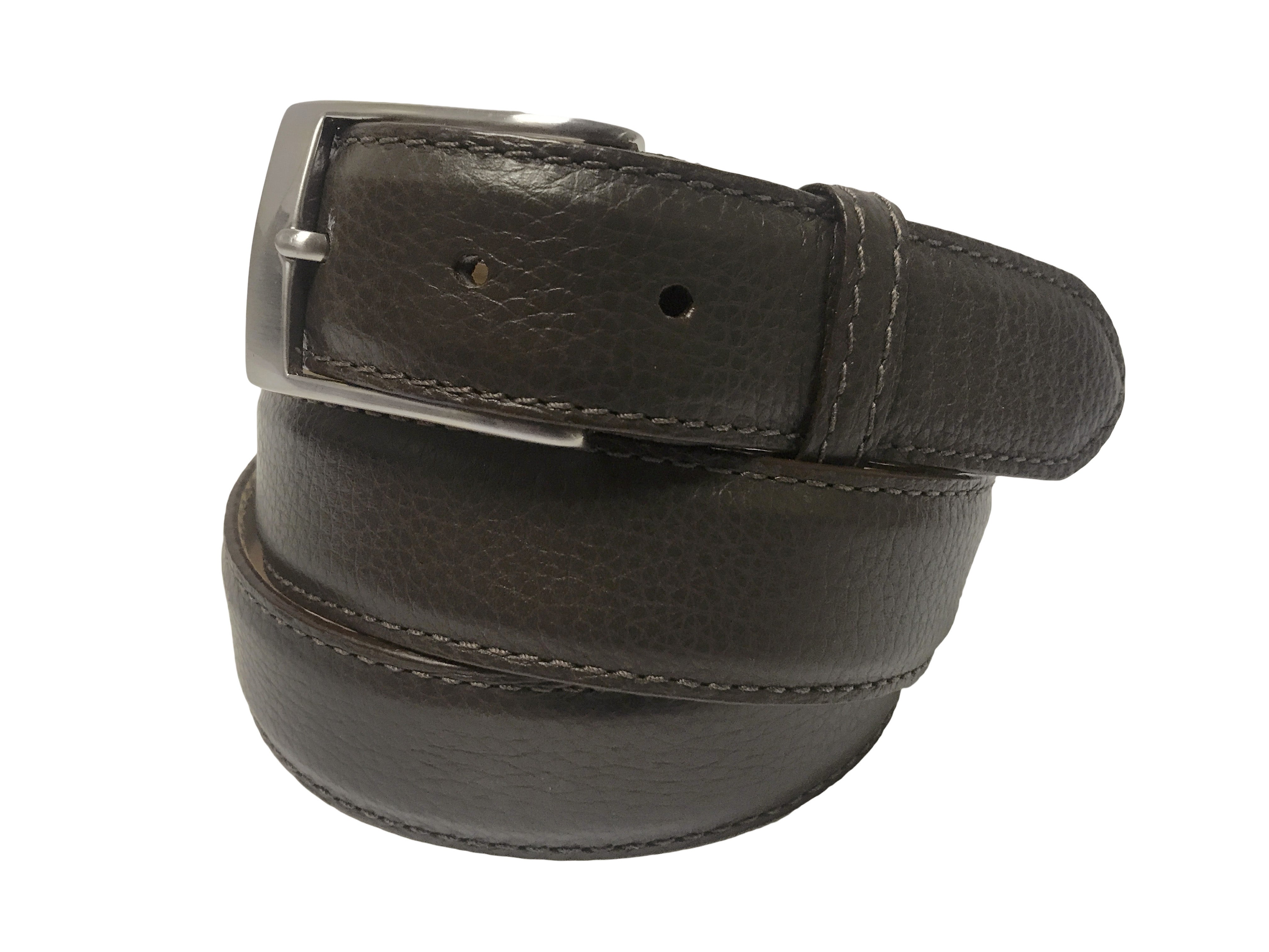 Calf Skin Pebble Belt Brown Classic