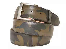 Calf Skin Pebble Belt Green Camo