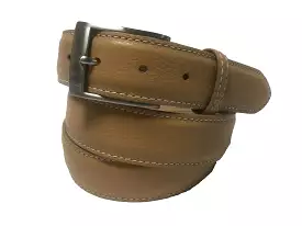 Calf Skin Pebble Belt Tan / White Stitch