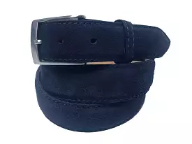 Calf Skin Suede Belt Navy Classic