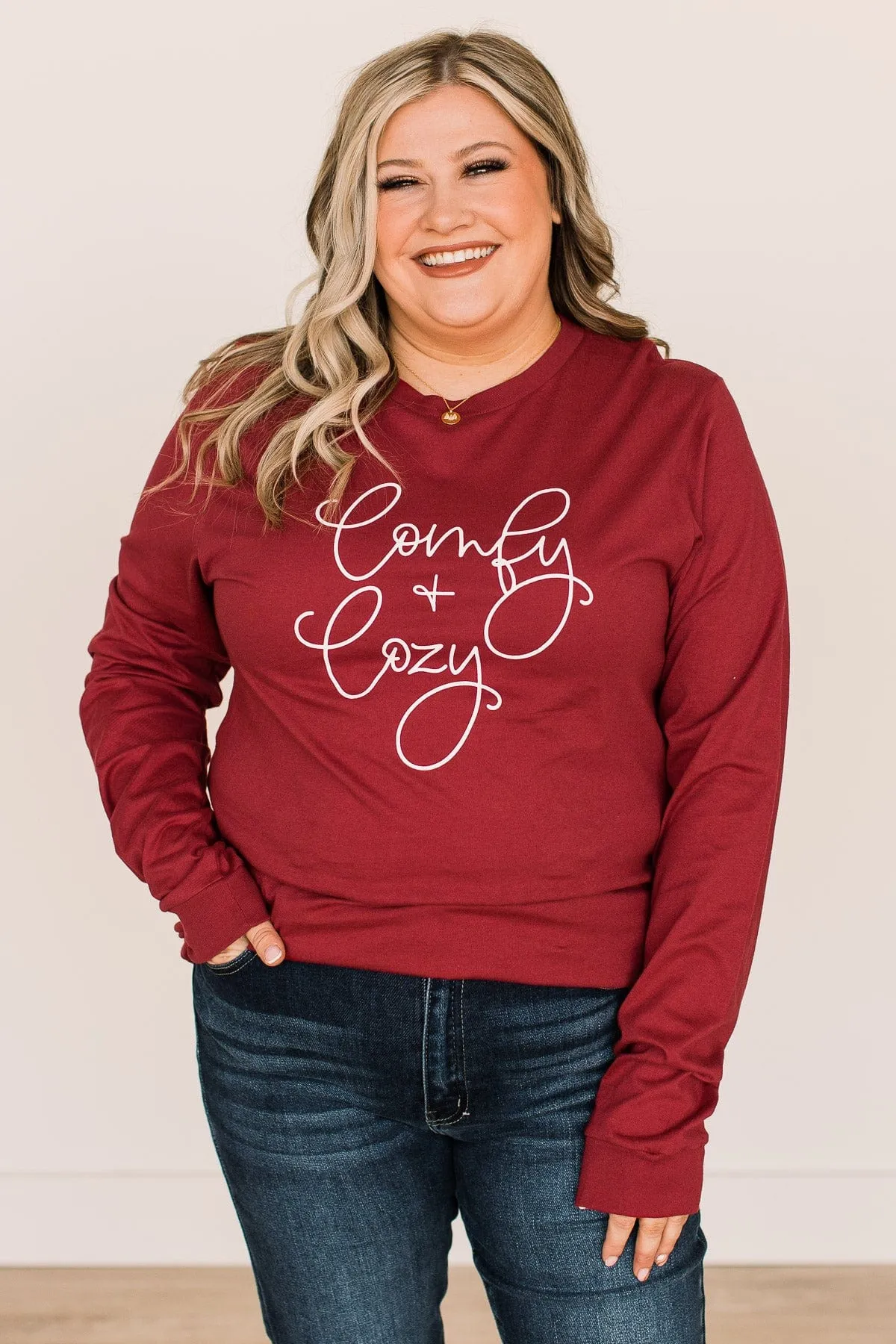 Comfy & Cozy Graphic Tee- Cardinal Red