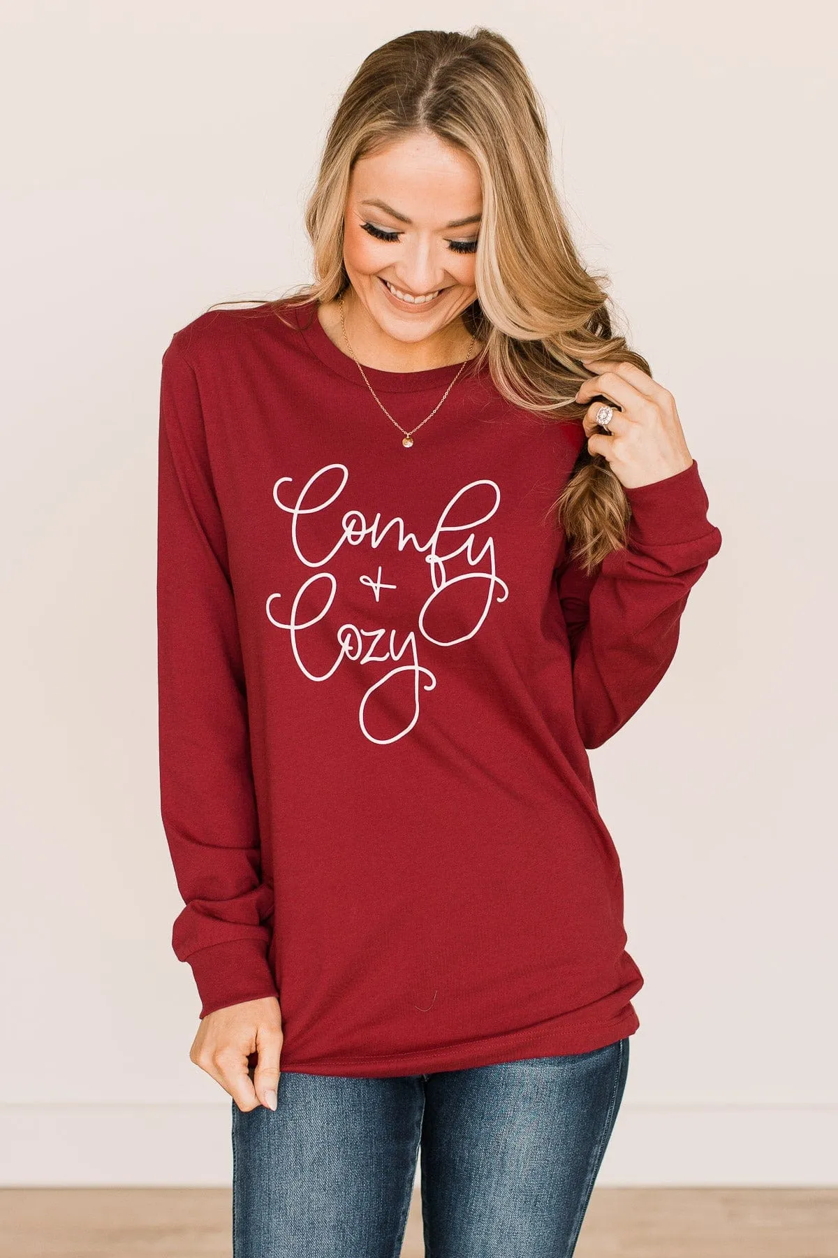 Comfy & Cozy Graphic Tee- Cardinal Red