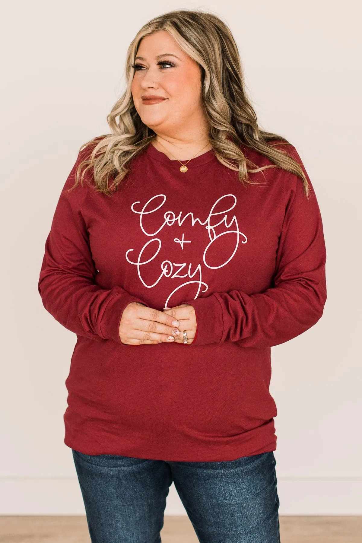 Comfy & Cozy Graphic Tee- Cardinal Red