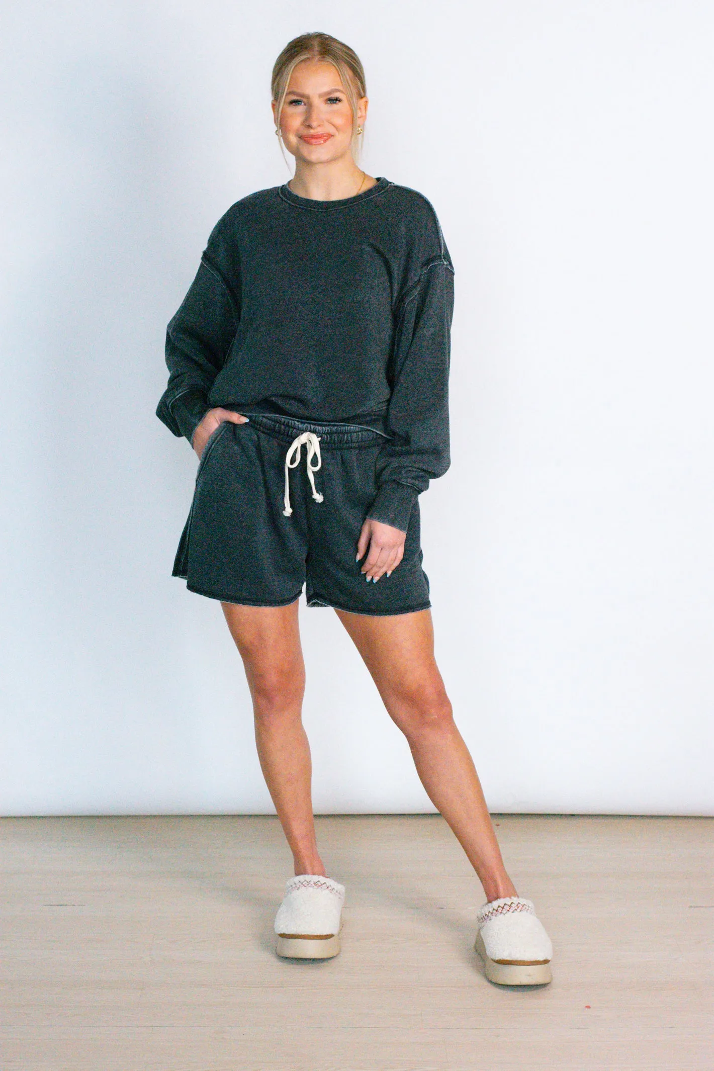 Cozy Forecast Black Lounge Short