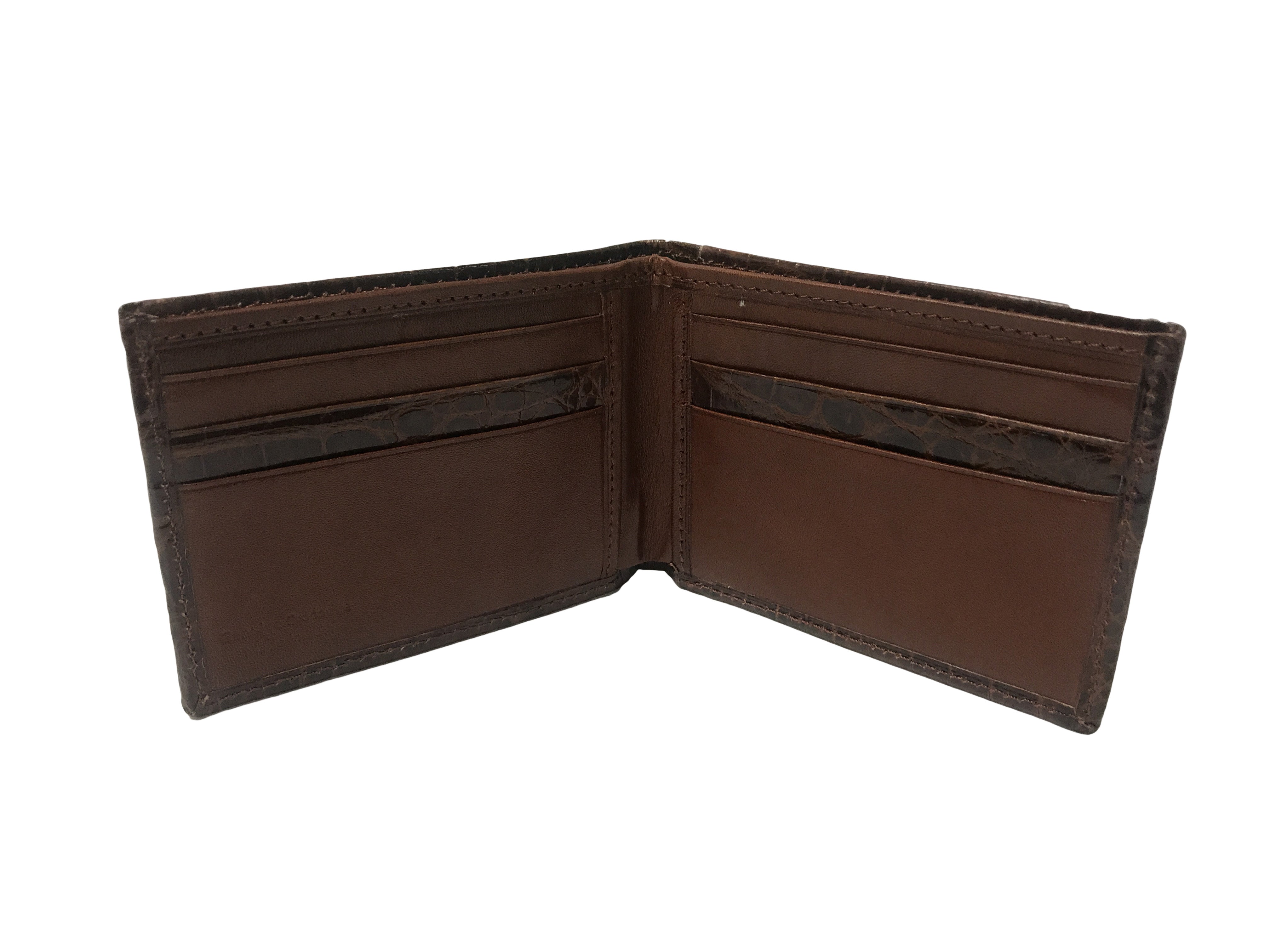 Crocodile Skin Billfold Wallet Cognac