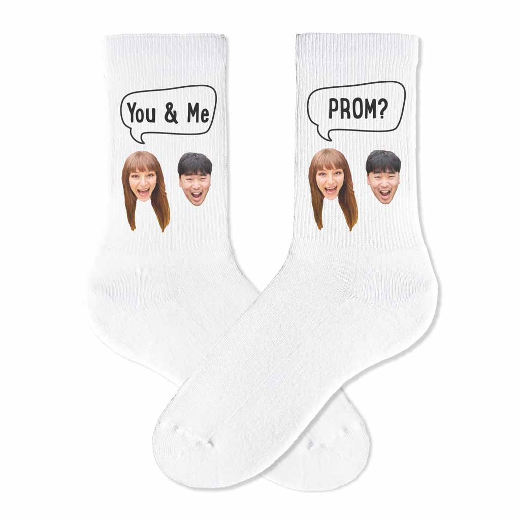 Custom Promposal Photo Socks for Him or Her, Add Your Faces