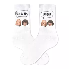 Custom Promposal Photo Socks for Him or Her, Add Your Faces