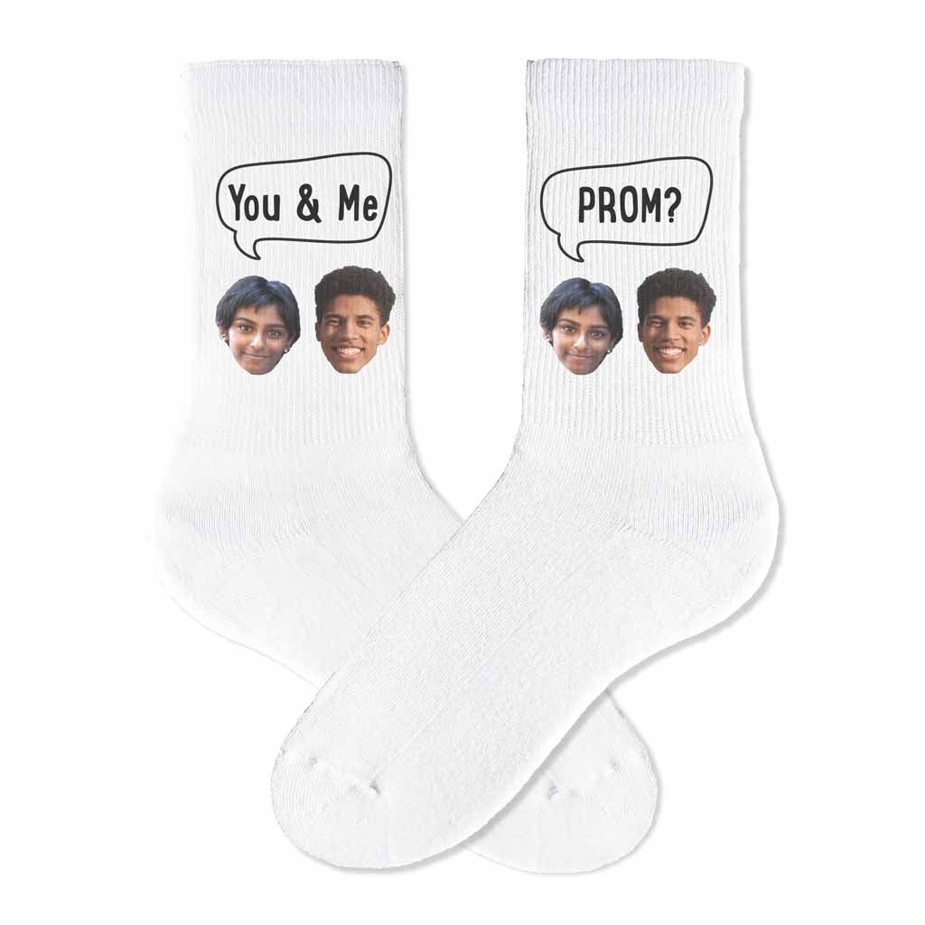 Custom Promposal Photo Socks for Him or Her, Add Your Faces