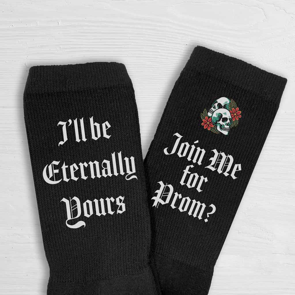 Eternally Yours Fun Promposal Socks with a Gothic Vibe