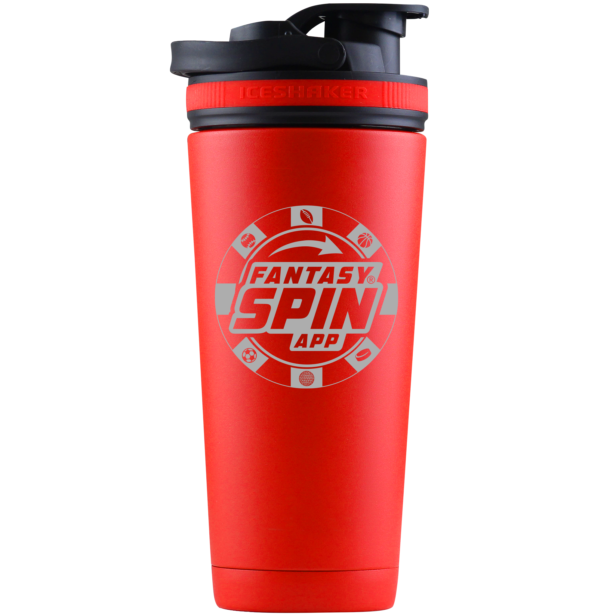 FantasySpin Ice Shaker Bottle - Red - 26 oz.