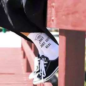 Funny Graduation Socks for Him or Her - Sh*t Just Got Real