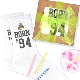 Gift Wrapped Birthday Socks with a Birthday Year