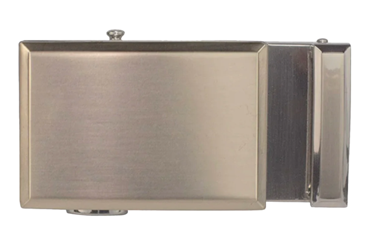 Go-In Beveled Satin Nickel Shield w/ Beveled Keeper Buckle