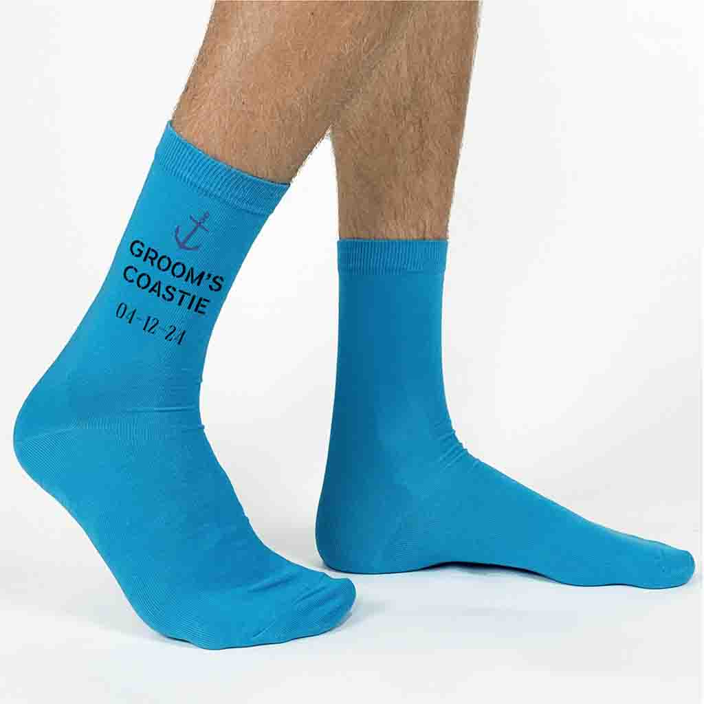 Groom’s Coastie - Personalized Wedding Socks with Date