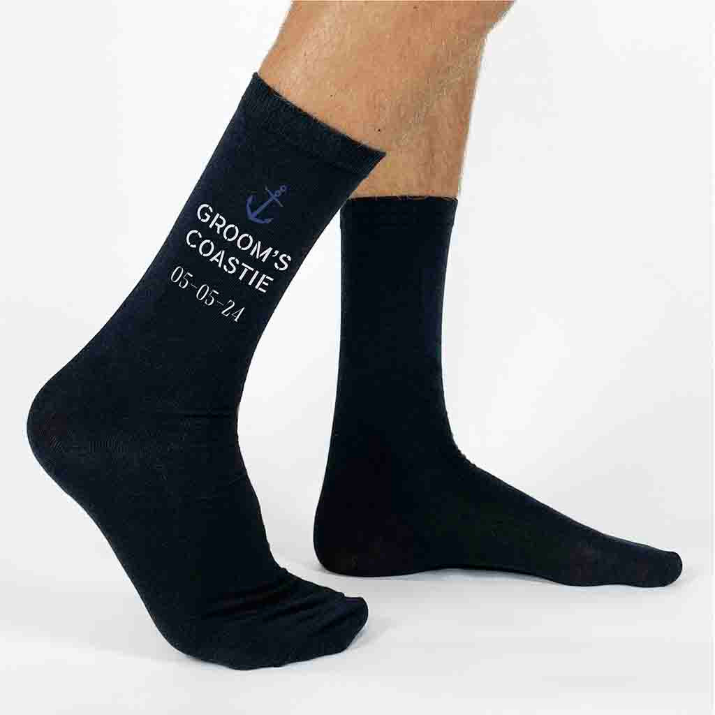 Groom’s Coastie - Personalized Wedding Socks with Date