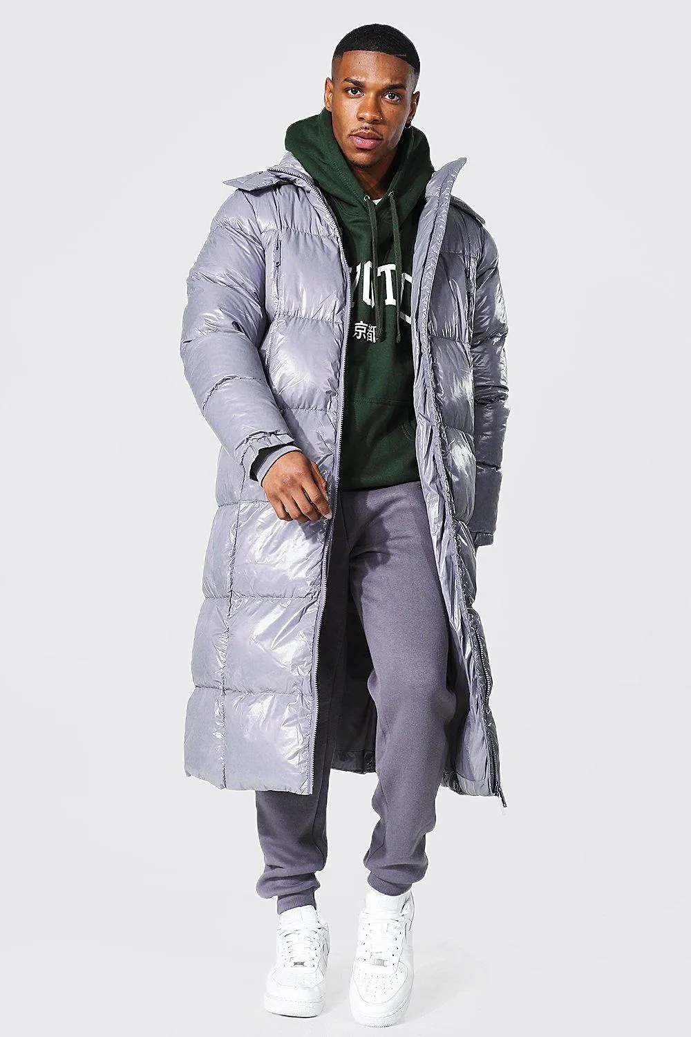 Highshine Longline Duvet Puffer | boohooMAN UK