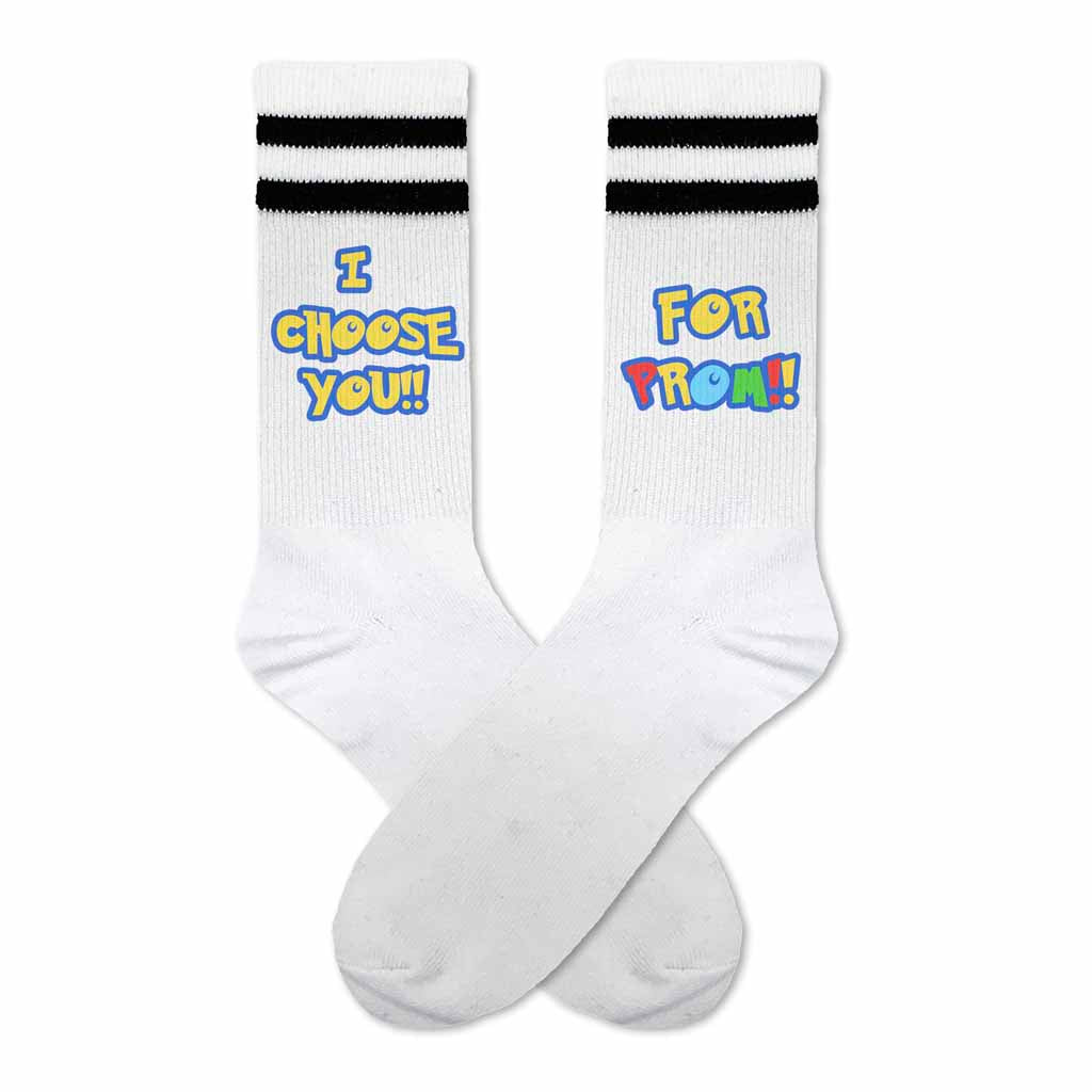 I Choose You Promposal Idea for Him or Her, Fun Anime Socks