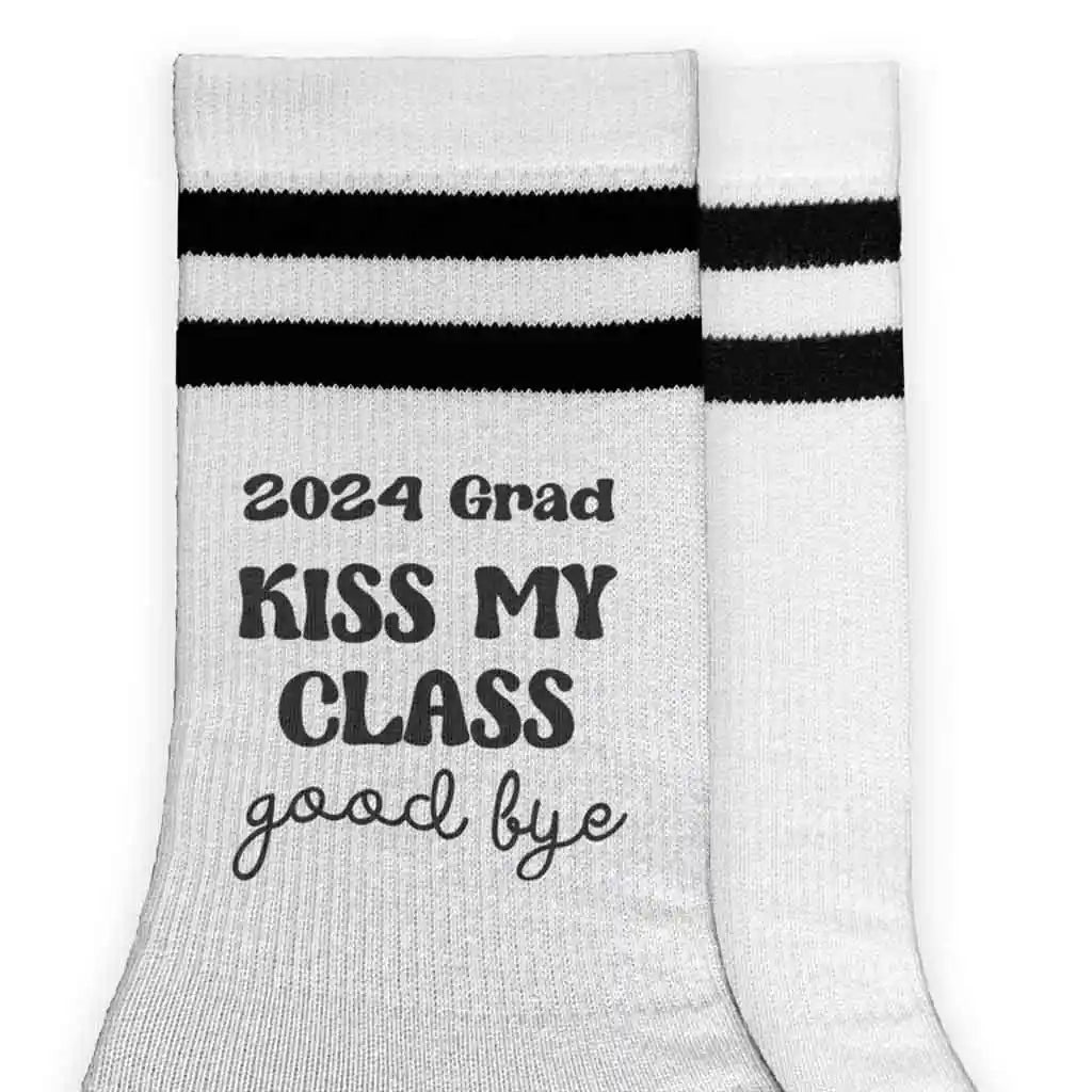 Kiss My Class Goodbye  2024 Graduation Socks