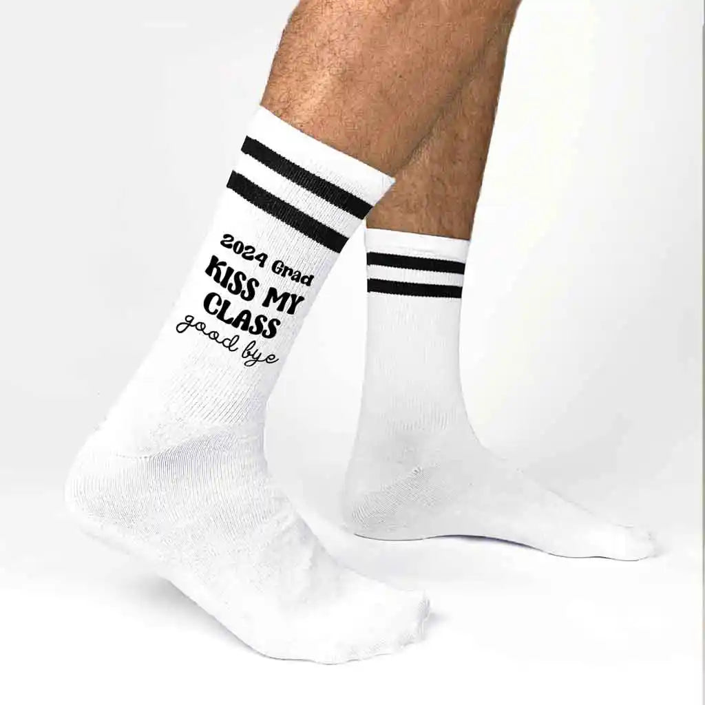 Kiss My Class Goodbye  2024 Graduation Socks