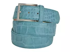 Limited Edition Calf Skin Alligator Embossed Belt Aqua