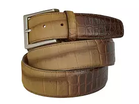 Limited Edition Calf Skin Alligator Embossed Suede Belt Tan/Brown Fade