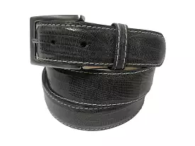 Lizard Skin Belt Gray / White Stitch