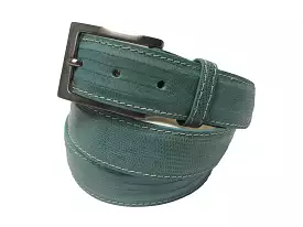 Lizard Skin Belt Tiffany Blue / White Stitch