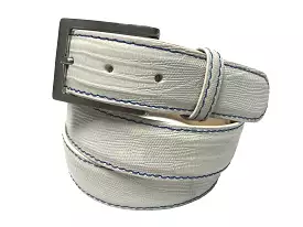 Lizard Skin Belt White / Blue Stitch