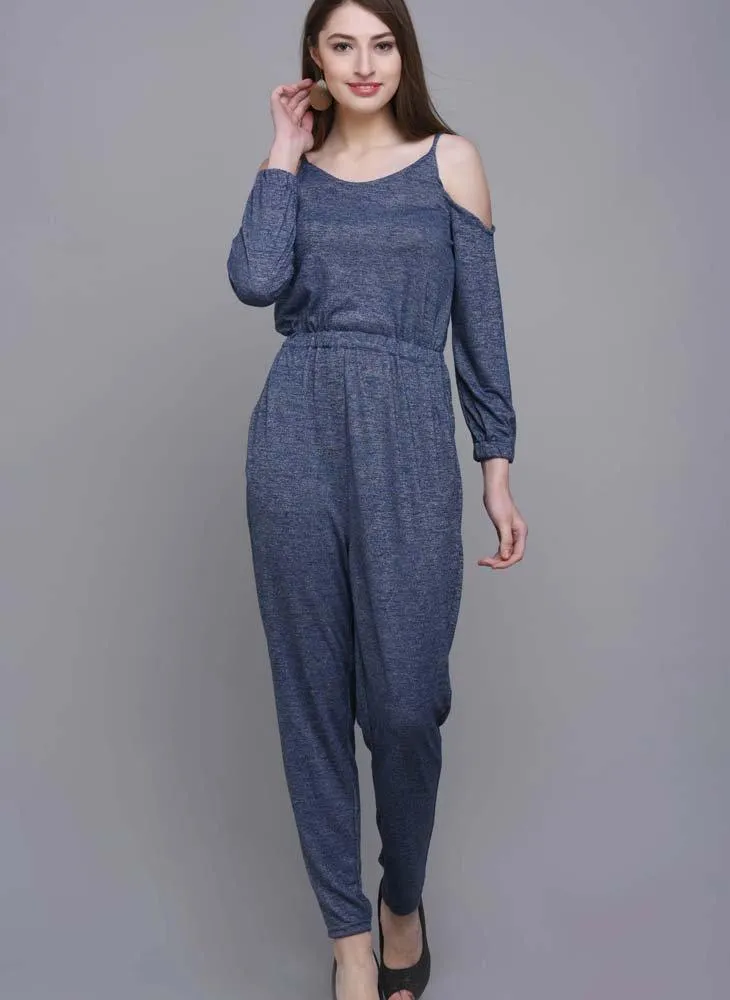 Melange Cold Shoulder Jumpsuit