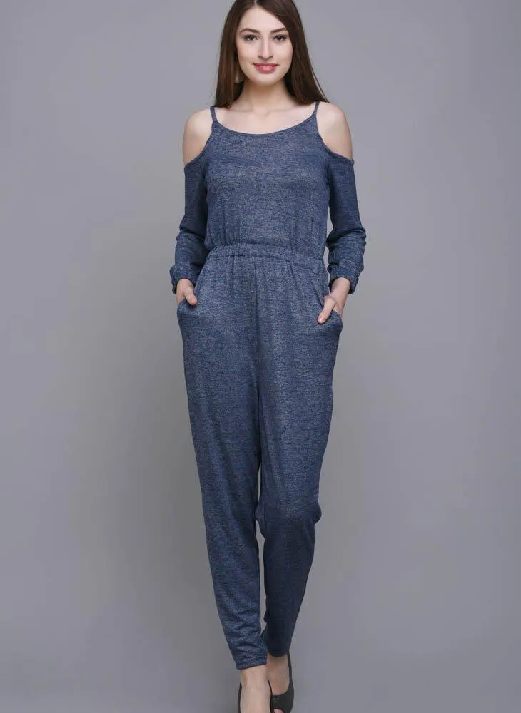 Melange Cold Shoulder Jumpsuit