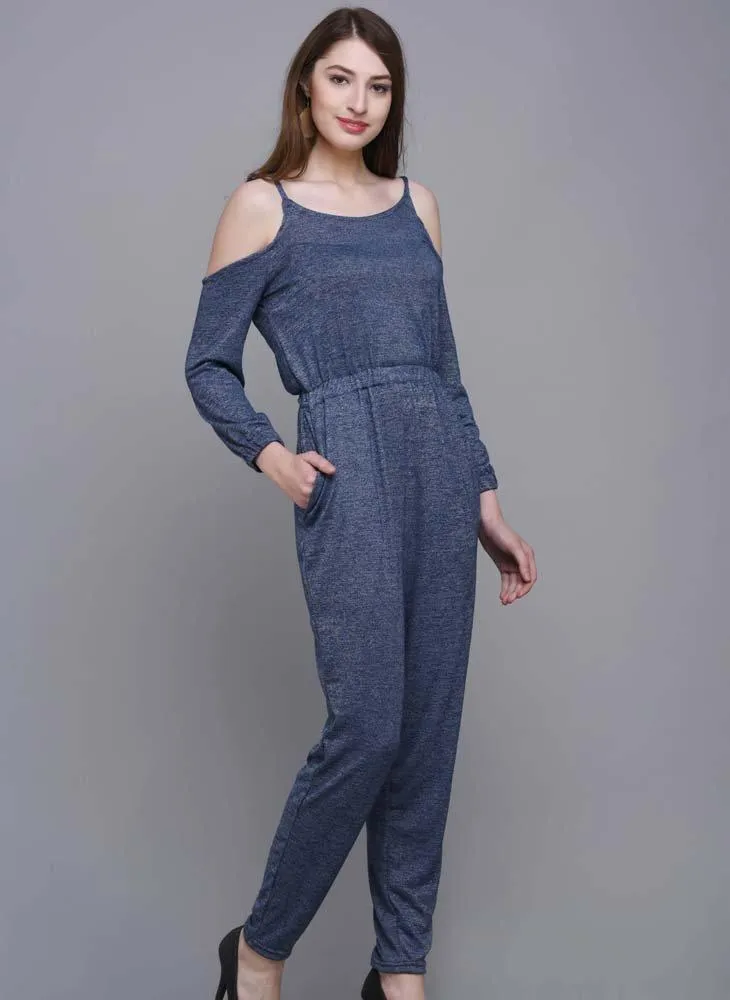 Melange Cold Shoulder Jumpsuit