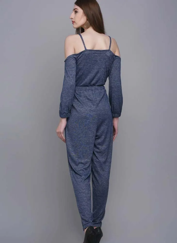 Melange Cold Shoulder Jumpsuit