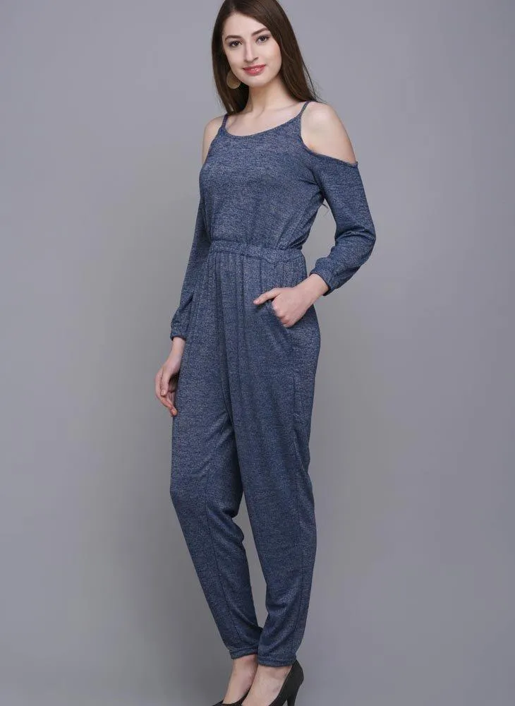 Melange Cold Shoulder Jumpsuit