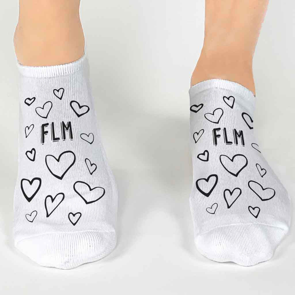 Monogrammed Socks with a Face and Heart Design