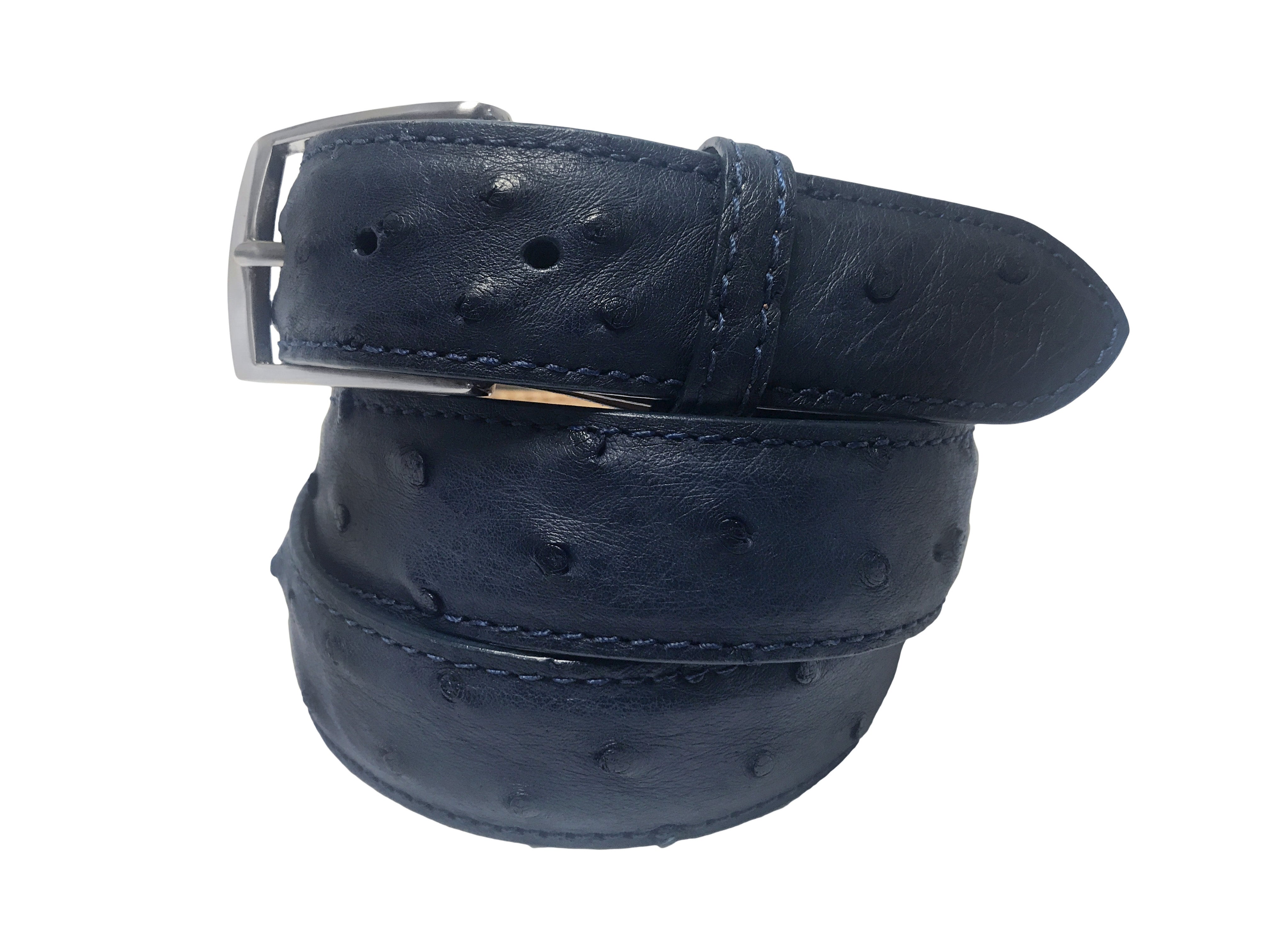 Ostrich Skin Belt Navy