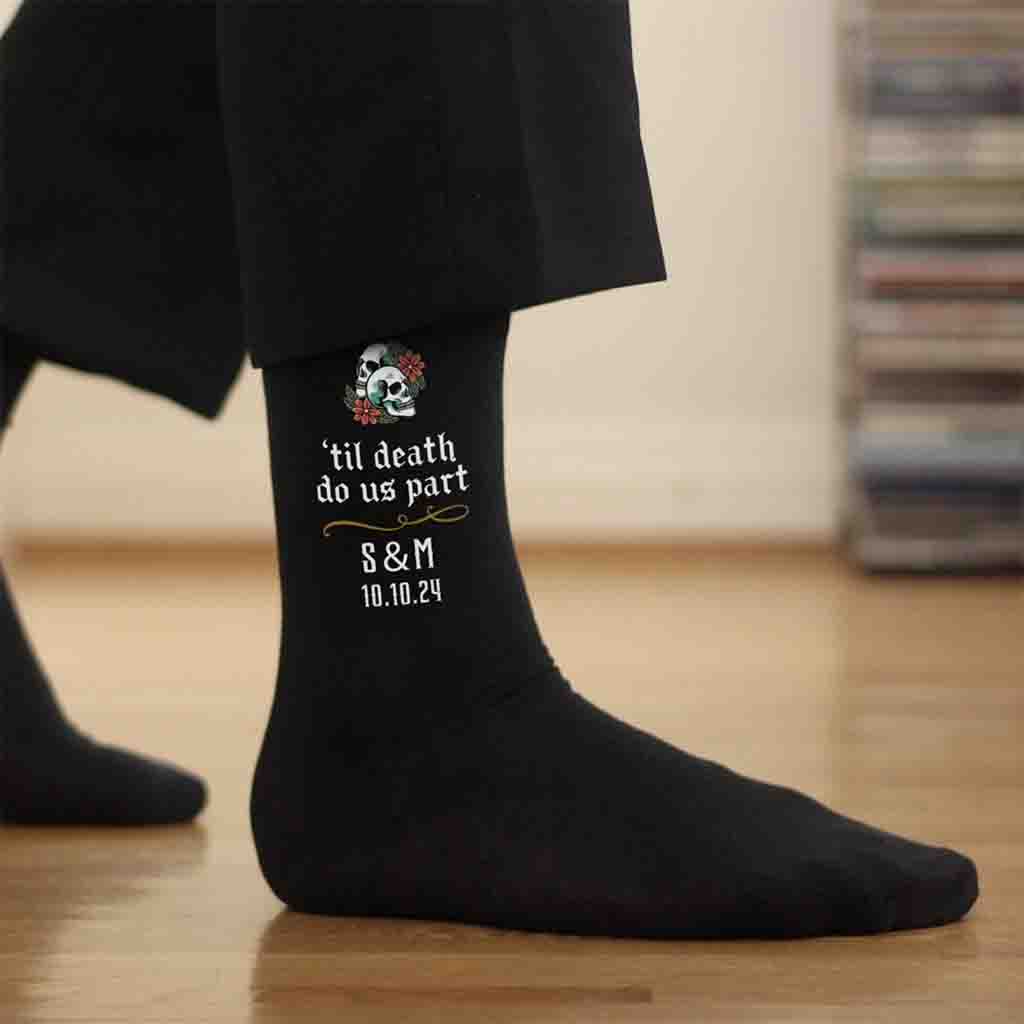 Personalized Gothic Wedding Day Socks for the Goth Groom