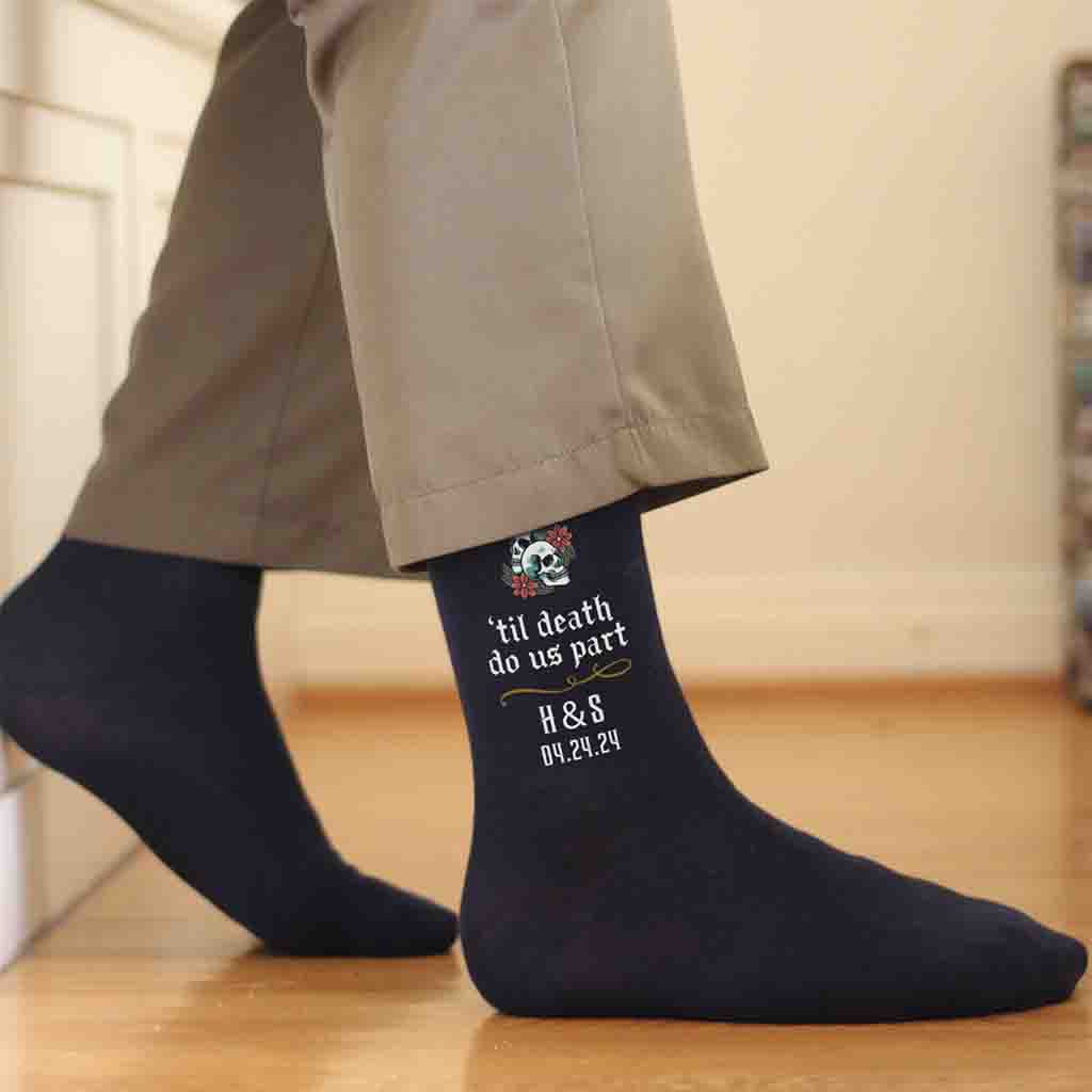 Personalized Gothic Wedding Day Socks for the Goth Groom