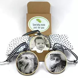 Personalized Photo Ornaments with Your Photos in a Gift Box Set of 3