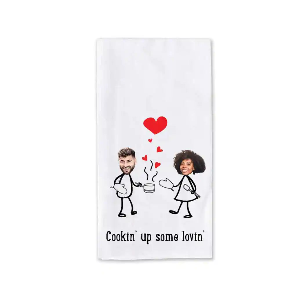 Personalized Valentine Kitchen Towel for the Cooking Couple